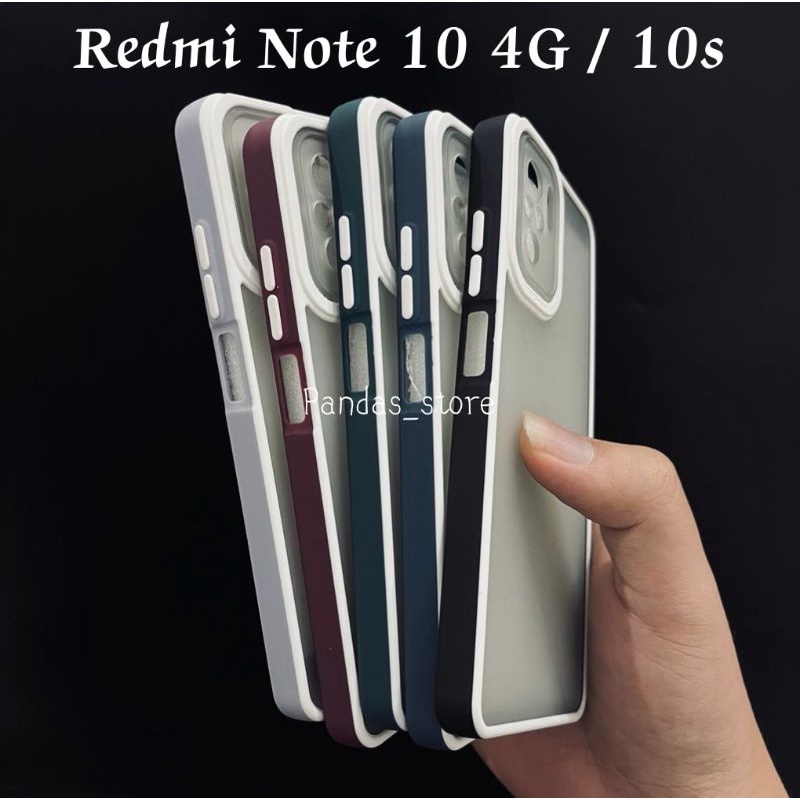 Pro Hybird Redmi Note 10 4G / Note 10s Softcase Halus dan Elegan / Pinggiran Garis Putih Keren (Pandas)