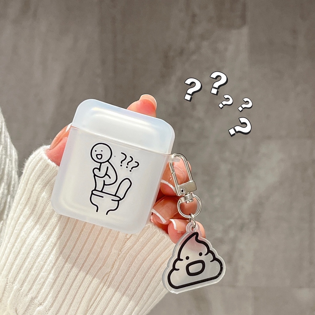 Spoof Doodle Wireless Bluetooth Earphone Soft Matte Case Cover Untuk Airpods1 2 3 PRO 2 PRO2 Pelindung Tahan Guncangan Dengan Liontin