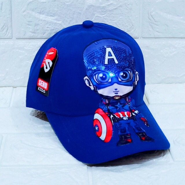Topi Anak LED superhero topi anak pria capten amerika