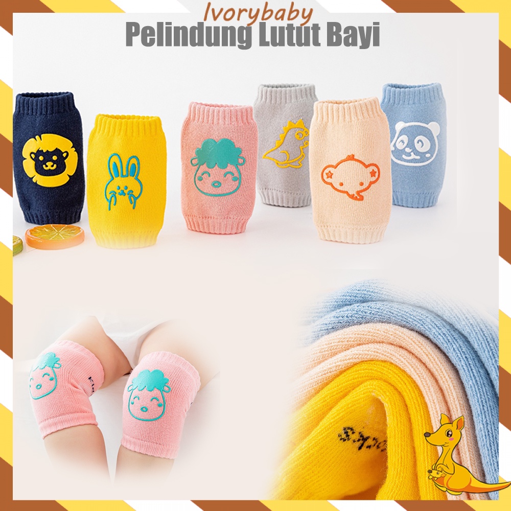 Ivorybaby Knee protector bayi anak anti slip pelindung lutut bayi merangkak bahan katun