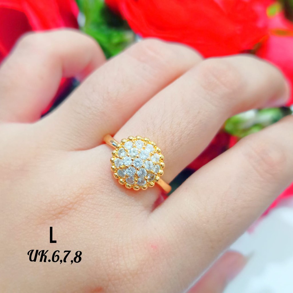 Cincin Dewasa setengah lingkar permata Gold &amp; Silver anti Karat COD