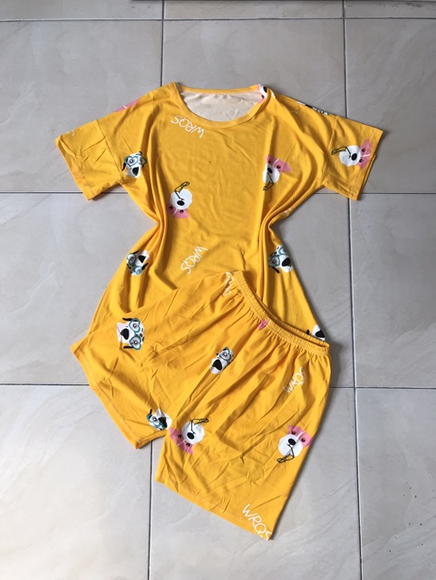 Piyama motif dog yellow. Pajamas/homewear/sleepwear motif dog yellow pendek import