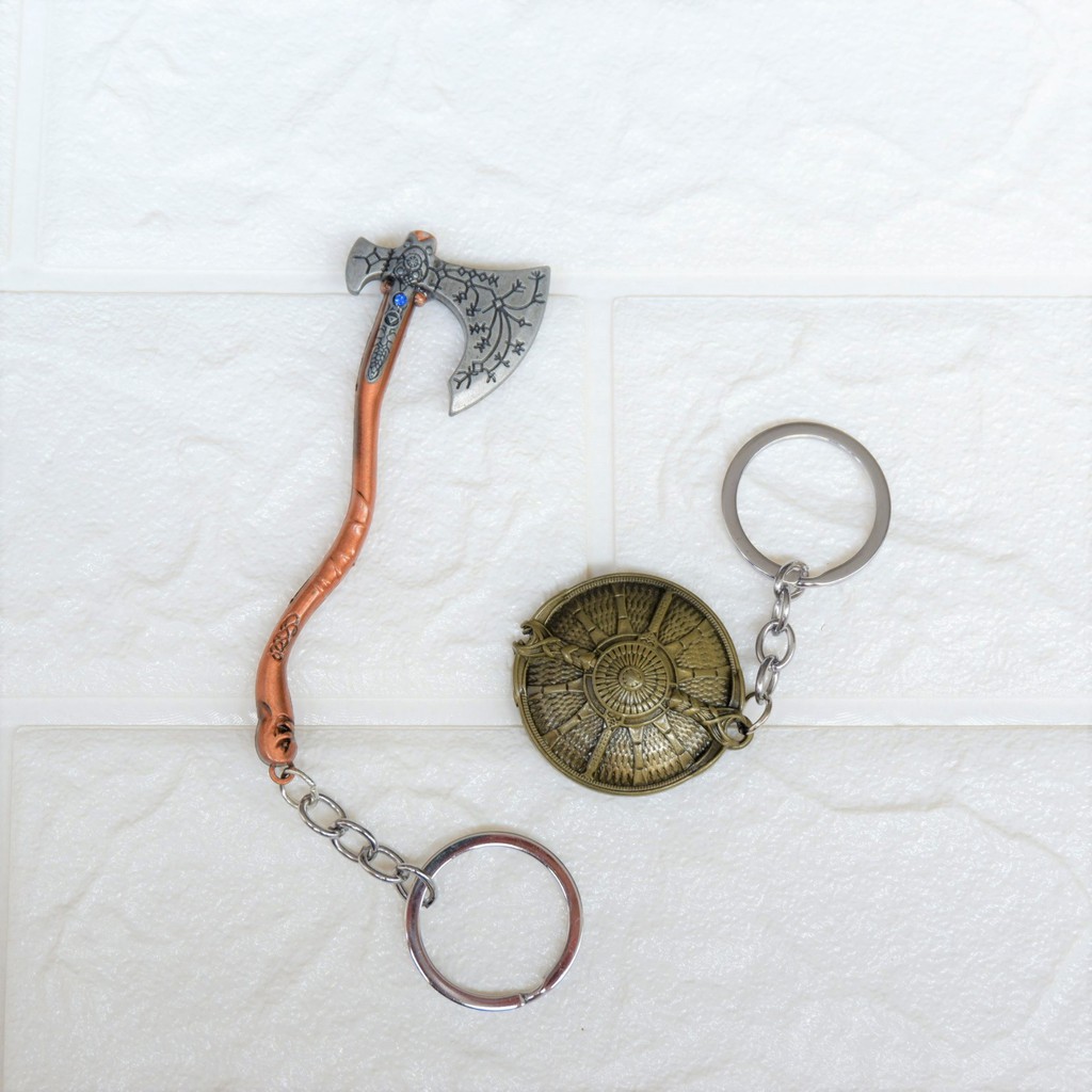 God Of War Kapak Axe dan Perisai Shield Kratos Keychain Gantungan Kunci