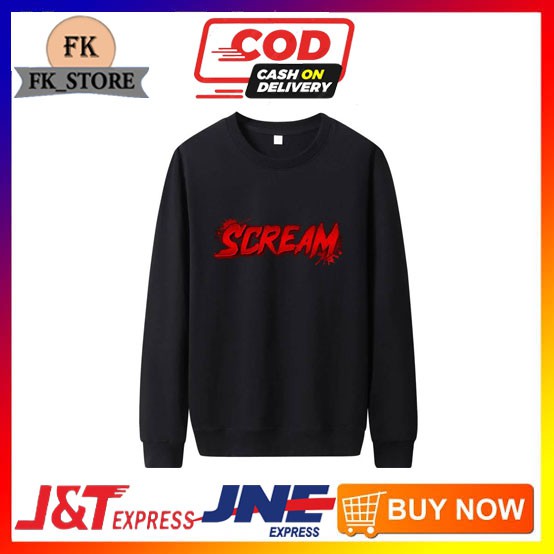 Scream Crewneck Pria Lengan Panjang Sweater Fleece Size M - XXL Sweater Crewneck,Sweater Cowok,Sweat
