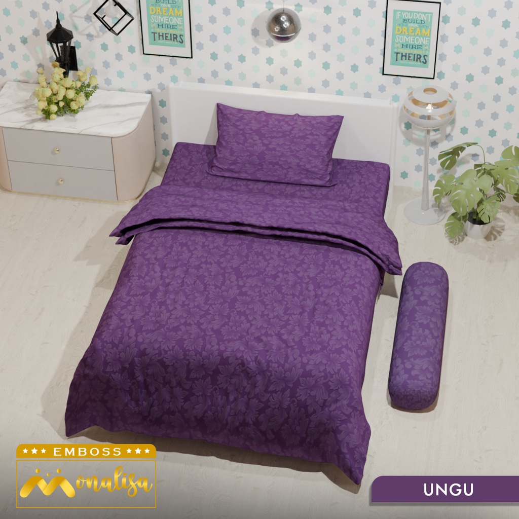 Monalisa Emboss BedCover SET Sprei Uk 100/120 - Ungu