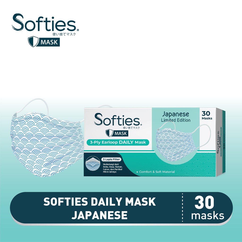 Softies Daily Mask Jepang Biru 30s