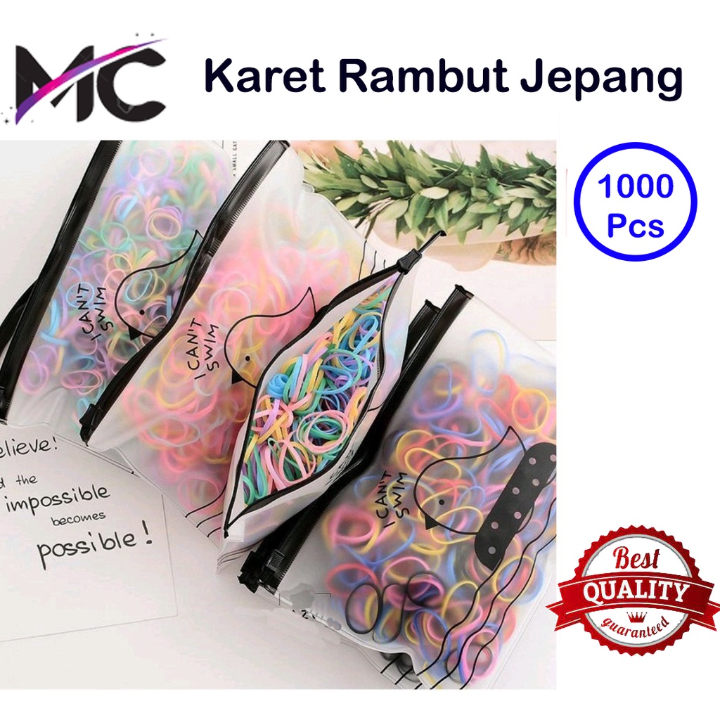 Ikat Rambut Karet Korea Jepang Elastis Hitam dan Warna Warni 1000 Pcs Murah Fashion Anak Aksesoris