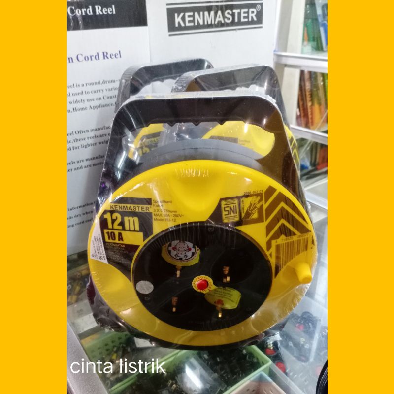 Kabel roll kenmaster 12m / kabel roll 4 lubang kenmaster