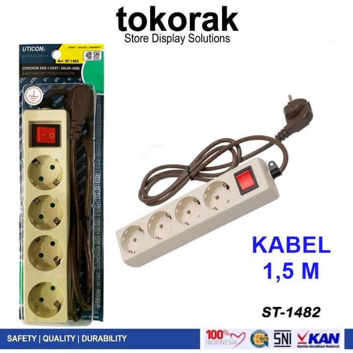 STOP KONTAK 4 LB ARDE + SAKLAR UTICON ST 1482 - COLOKAN EXTENTION