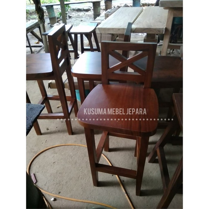 Kursi Bar Cafe Restoran Kayu Trembesi (Tinggi 90cm)