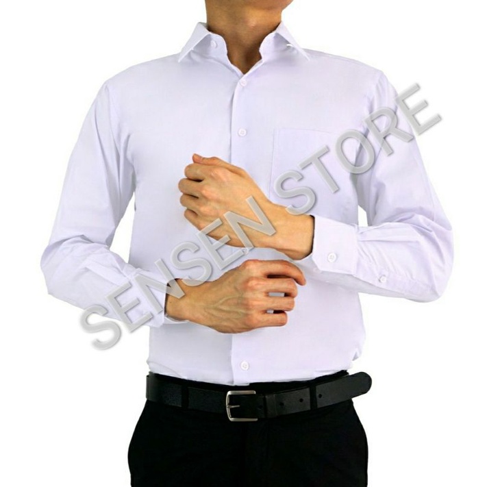 Kemeja putih polos panjang BOSS, size jumbo 16.5 - 17.5