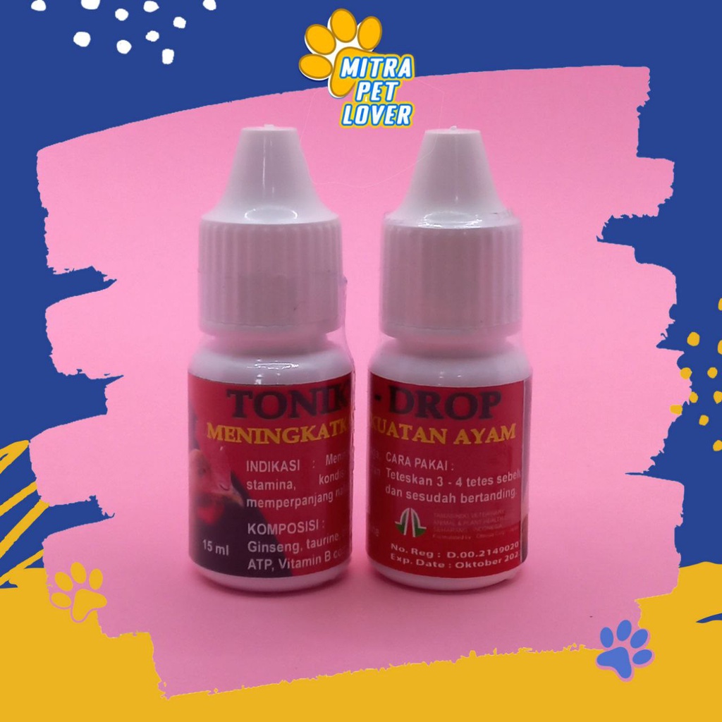 SUPLEMEN PENINGKAT ENERGI AYAM - TONIKUM DROP 10 ML ORIGINAL - VITAMIN MENINGKATKAN KEKUATAN AYAM ADUAN - TINGKATKAN STAMINA IMUN TENAGA - NAFAS PANJANG - MURAH ASLI GARANSI - PET ANIMAL HEALTHCARE TAMASINDO KESEHATAN TERNAK HEWAN PELIHARAAN MITRAPETLOVER