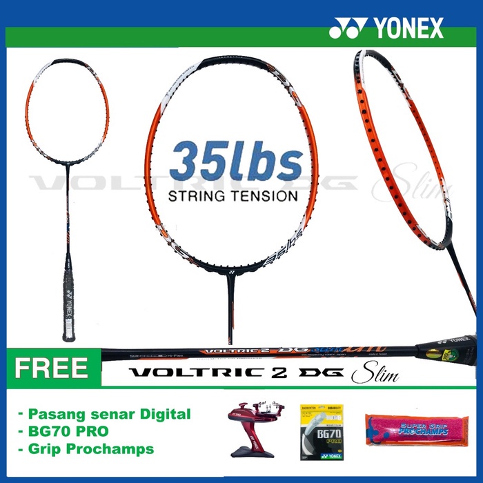 PROMO RAKET BADMINTON YONEX VOLTRIC 2 DG SLIM FREE PASANG SENAR BG YONEX 70