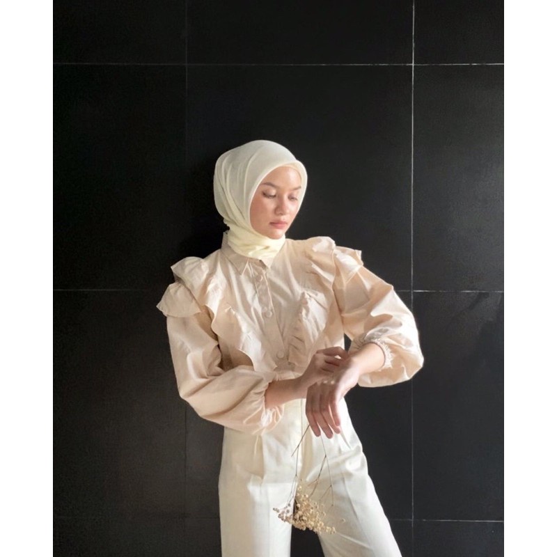 BEFAST - ZRX OOTD Wanita Blouse NANDA / LELANA TOP BLOUSE / Blouse Perempuan / Blouse Remaja Wanita / Fashion Wanita Kerja / Blouse Crincle Lengan Panjang / Blouse Polos