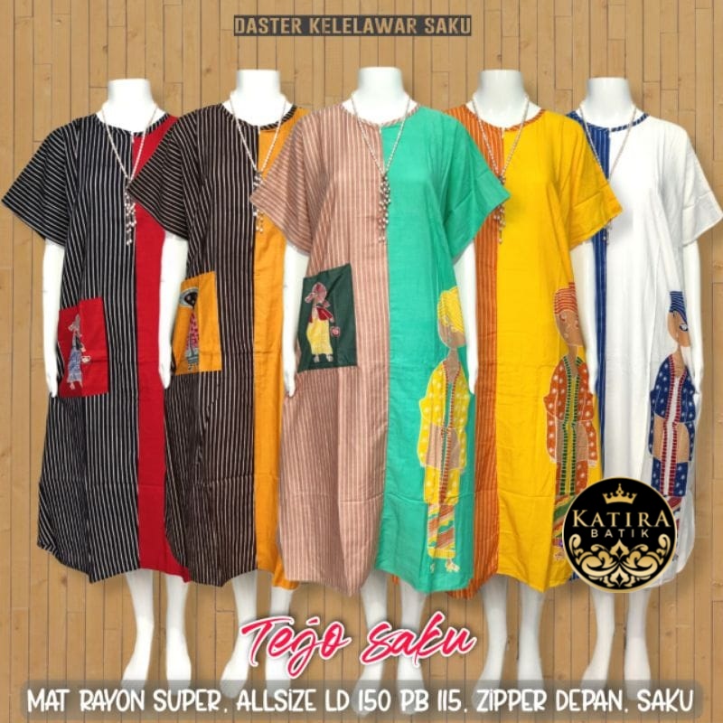 DASTER KELELAWAR TEJO SAKU HOMEDRESS LOWO BATWING RAYON SUPER JUMBO LD 150 XXXXXXL 6L BU TEDJO BIG