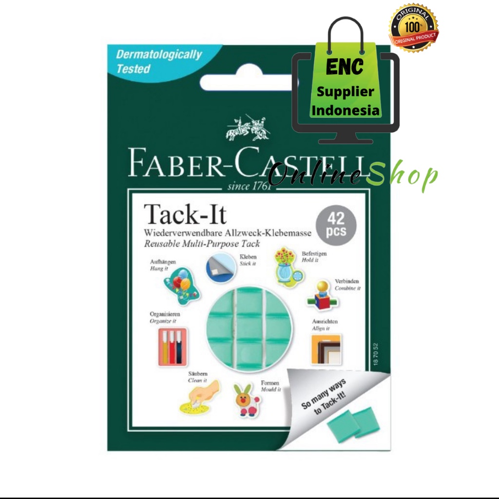 

fabercastell 42 buah Tack-it hijau 30 gram gr green tack it lem perekat serbaguna per pak - enc.sup