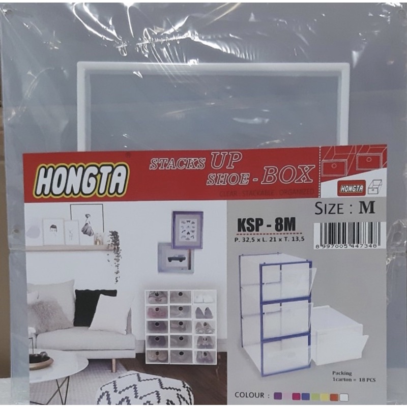 HONGTA KOTAK SEPATU ACRYLIC TRANSPARAN/ BOX SEPATU SIZE M &amp; XL - XL