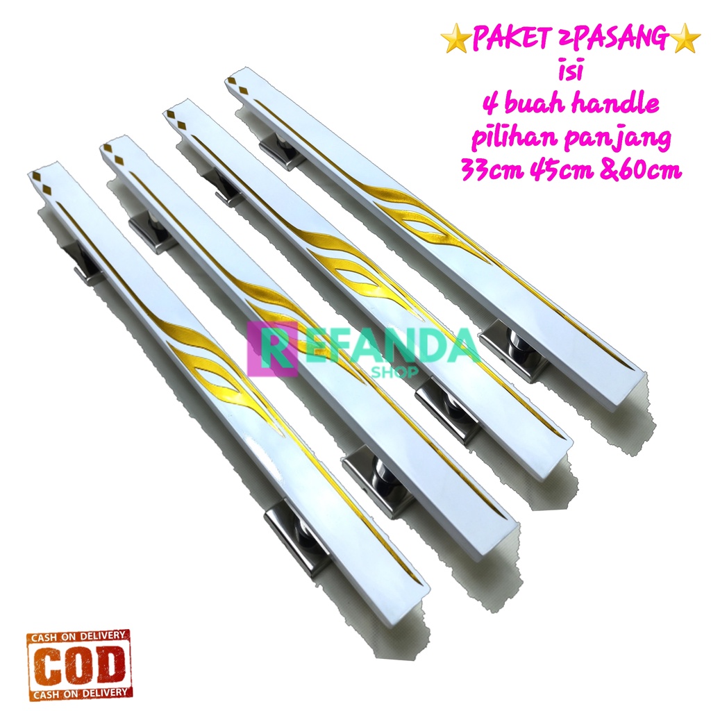 gagang tarikan pegangan perlengkapan handle pintu rumah minimalis modern model putih t1 gold panjang