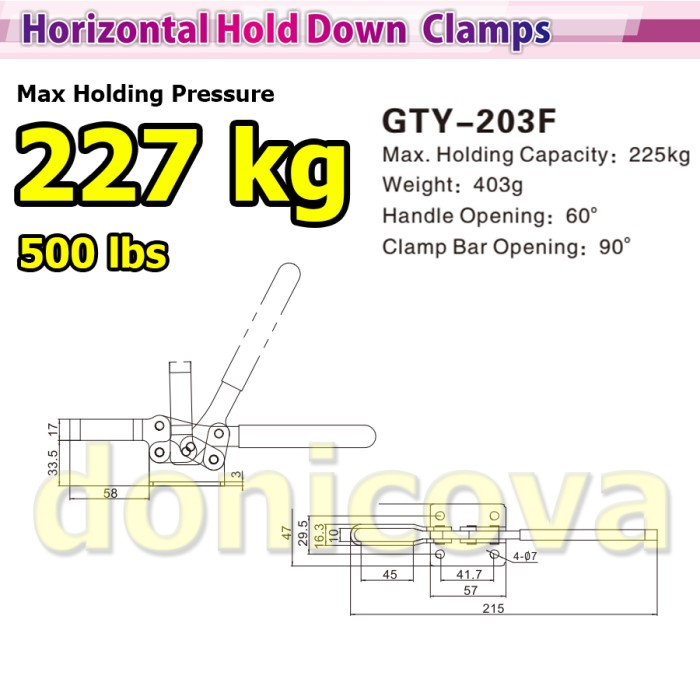 Toggle Clamp Vertical GH 203F GTY 203 F setara WIPRO TCH-911 227kg