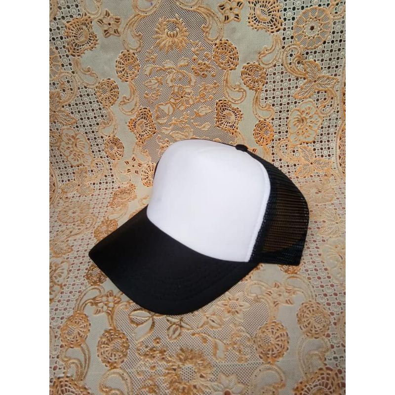TOPI TRUCKER POLOS WARNA HITAM PUTIH ORIGINAL TERBARU BERKUALITAS