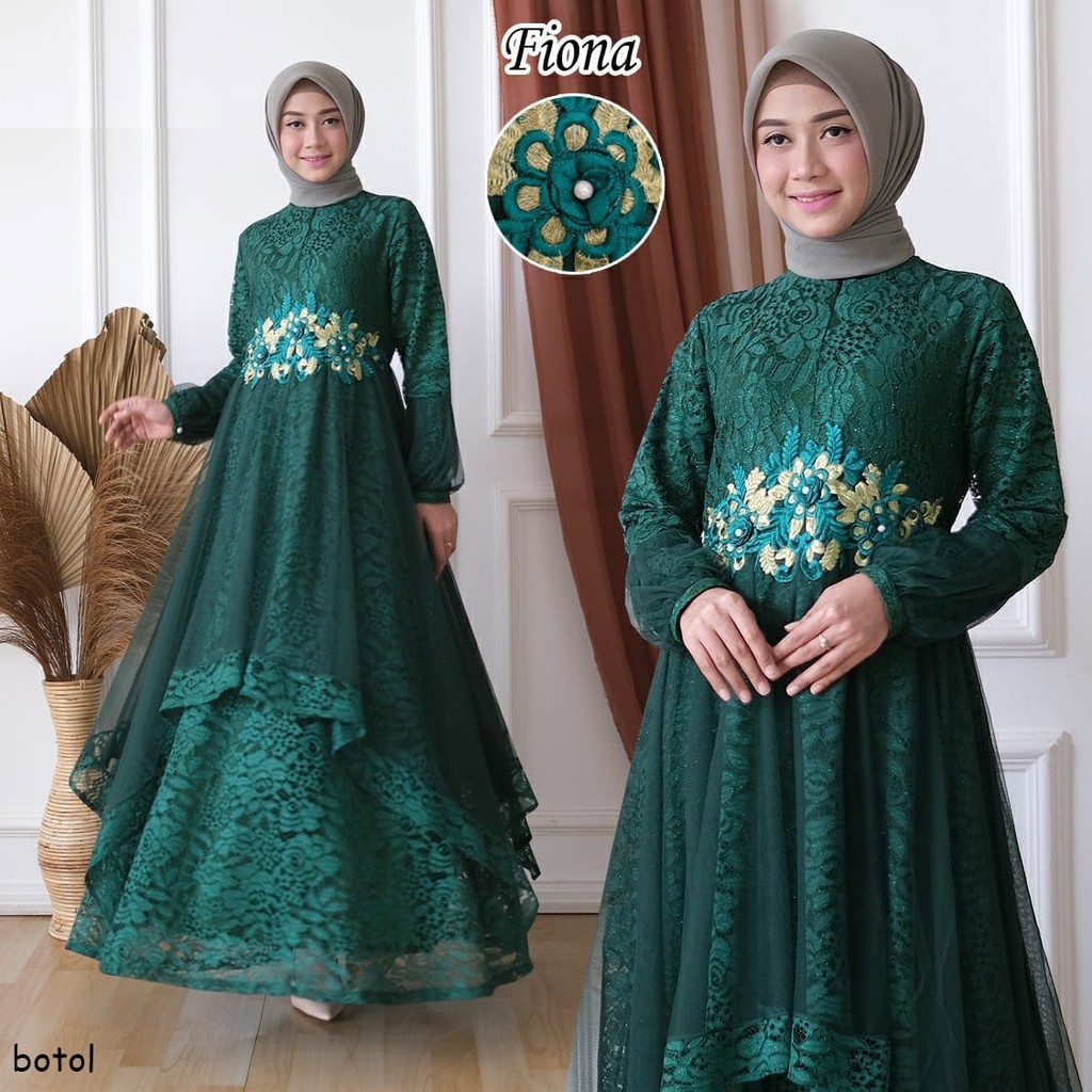 Gamis Brokat Mewah Pesta Kekinian Gamis Lebaran 2021 Model Gamis Terbaru Shopee Indonesia