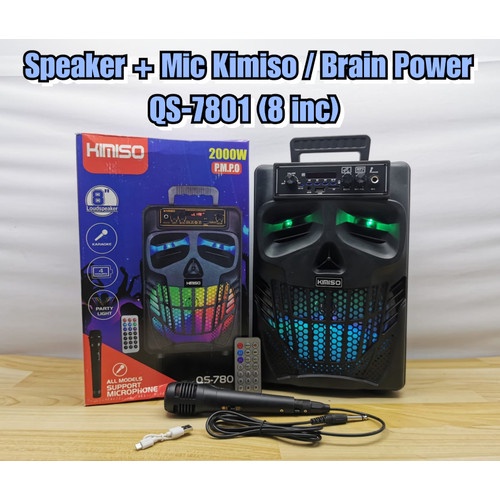 MURAH!! Speaker KARAOKE Bluetooth BRAIN POWER Uk 8,5&quot; Model TENGKORAK | QS-7801