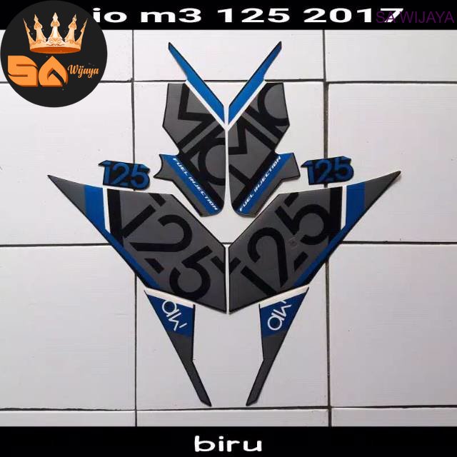 Striping stiker polet lis body yamaha mio m3 125 2017 full hitam biru