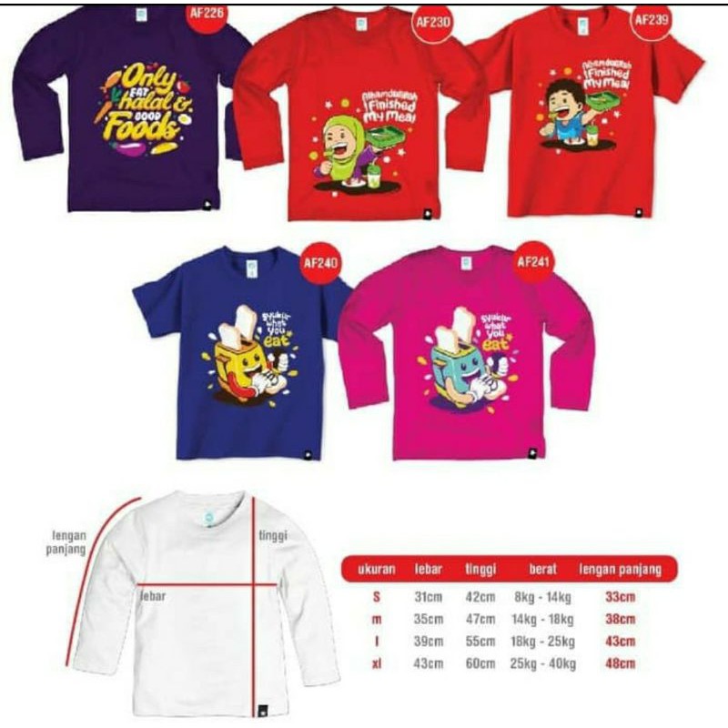 BIG PROMO Kaos Afrakids AF241 &quot;Syukur What You Eat&quot; Lengan Panjang