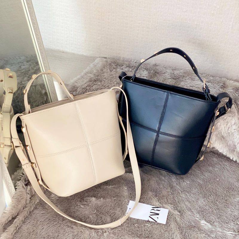 Bucket Bag | Tas Wanita Putih | Tas Zara | Selempang Cewek | Slingbag | Zz602