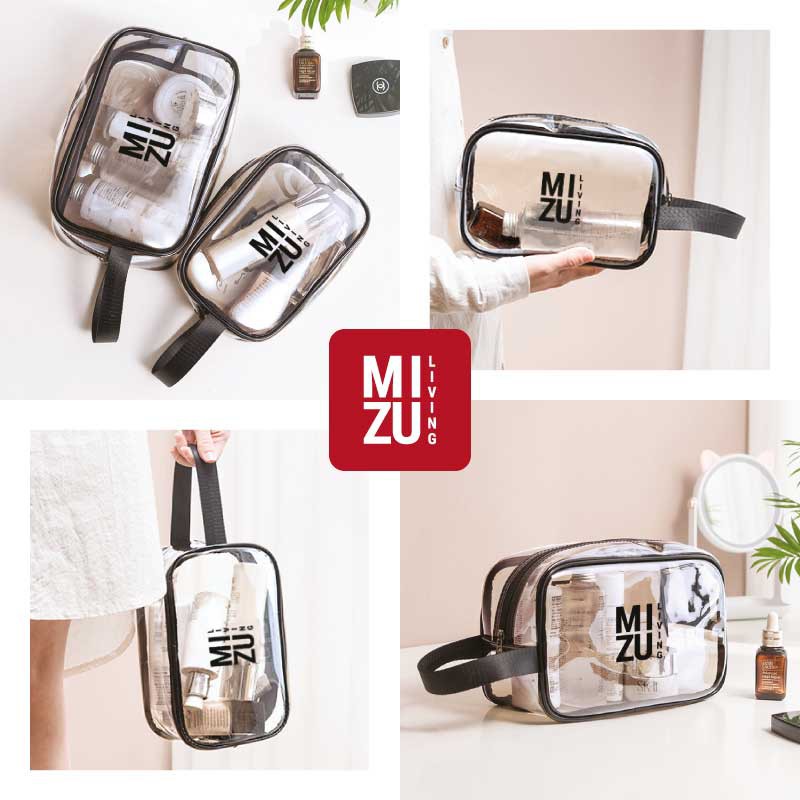 MIZU KYUKA Wash Bag Clear PVC Transparent Cosmetics Travel Makeup Bag Tas Kosmetik Bening Transparan