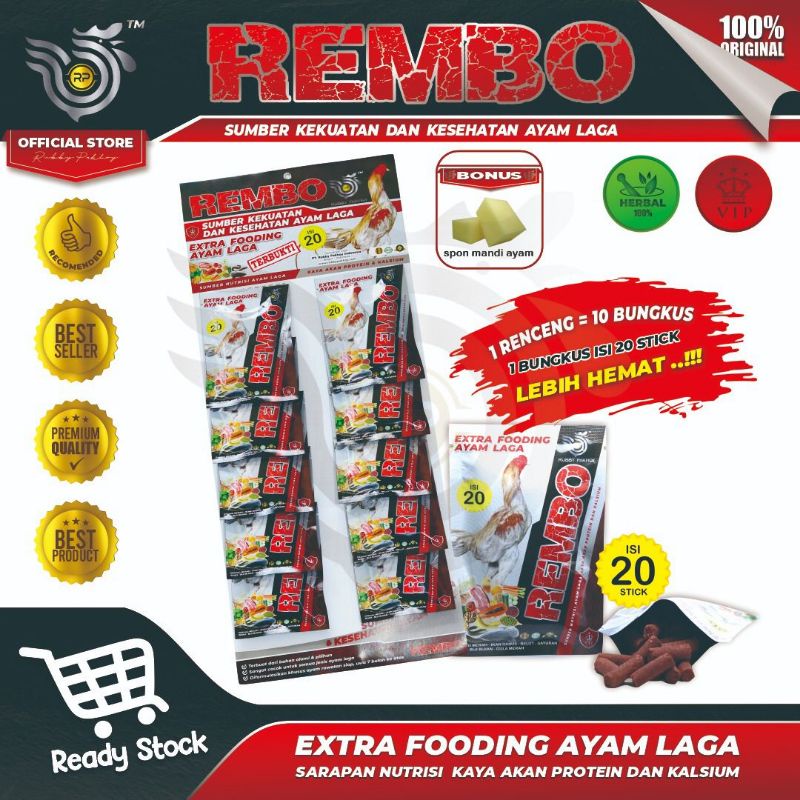 rembo rp extra fooding ayam laga isi 12 stik jamu sarapan nutrisi kamlang herbal alami