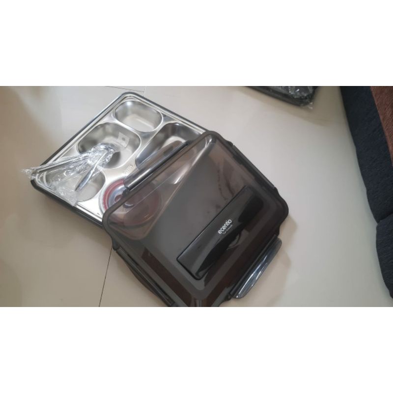 Ecentio Lunch Box Set Hitam Gratis Tas