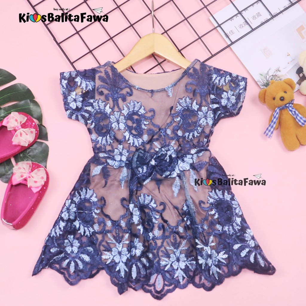 Dress Icha Brukat uk Bayi 0-6 Bulan / Dres Brokat Anak Perempuan Gaun Brukat Pesta Baju Import Baby Cewek