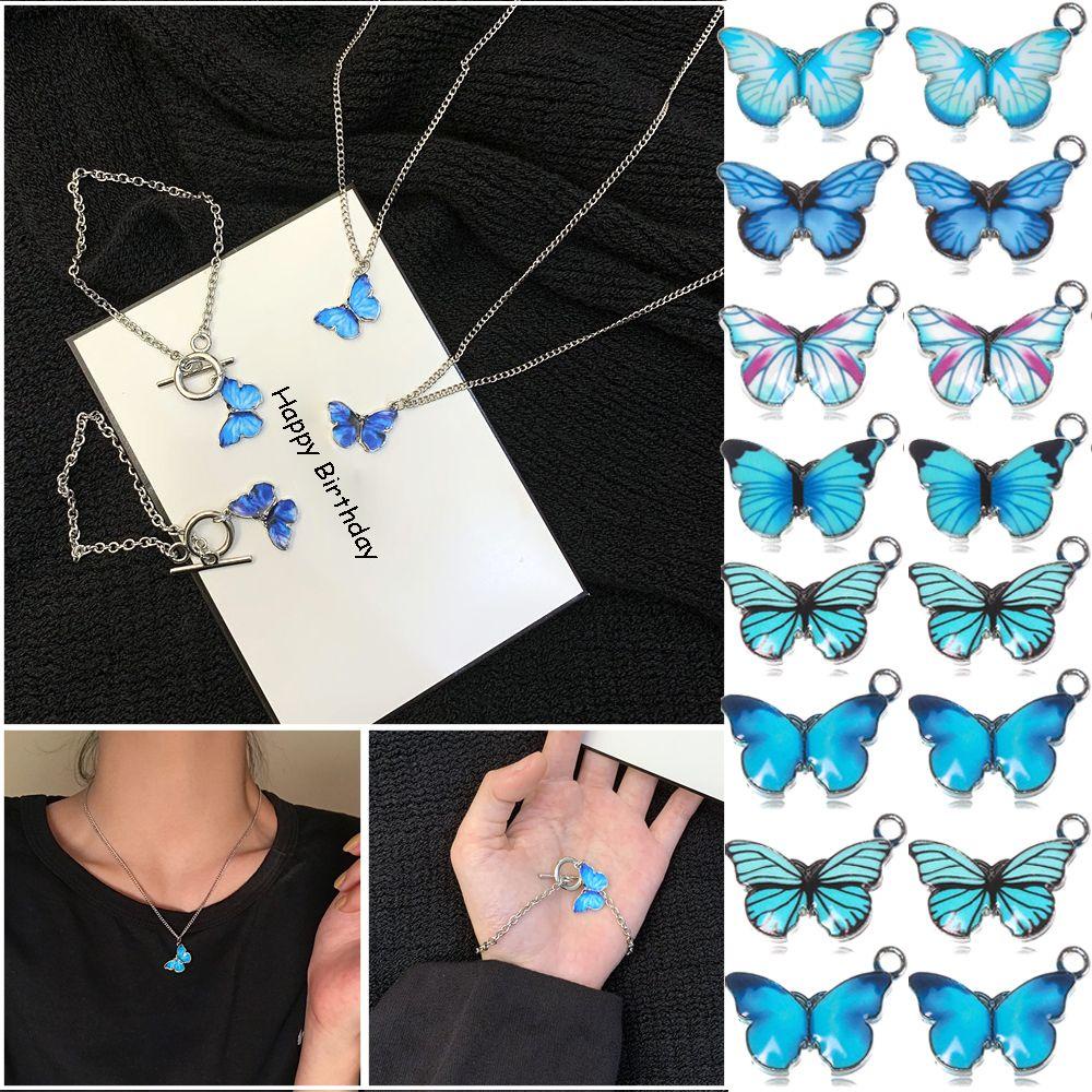 R-flower 10PCS Charm Butterfly Charms DIY Untuk Membuat Kalung / Gelang