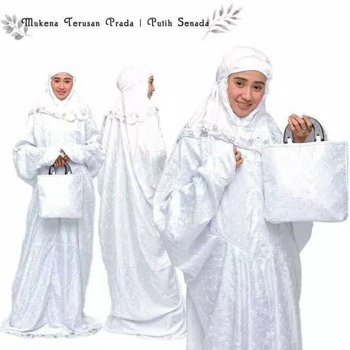 Mukena Muslim Muslimah Wanita Dewasa Terusan Bahan Sutra Paris Prada
