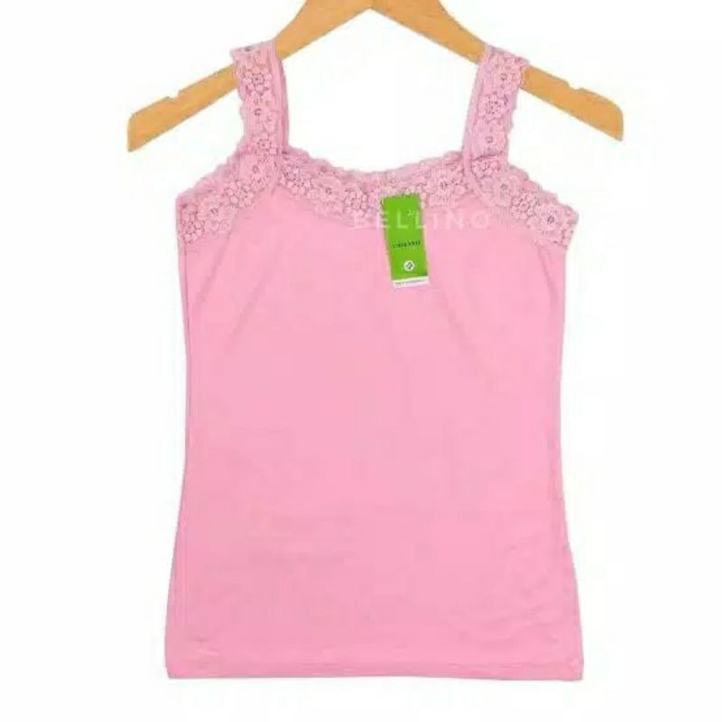 Tangtop Renda Wanita Polos Ukuran Standart  Fit XL Camisol Supersoft Standart All Size Tanktop Cewek-Baby pink