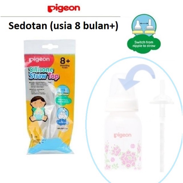 Sedotan untuk Botol Pigeon Slim Neck / Pigeon Silicone Straw Top 8m+