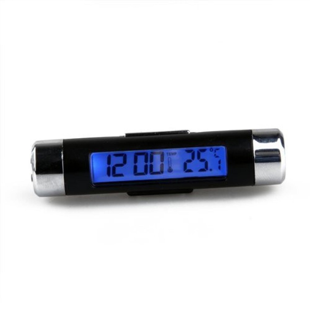 Jam dashboard mobil airvent Termometer Digital Backlight Car dash clock