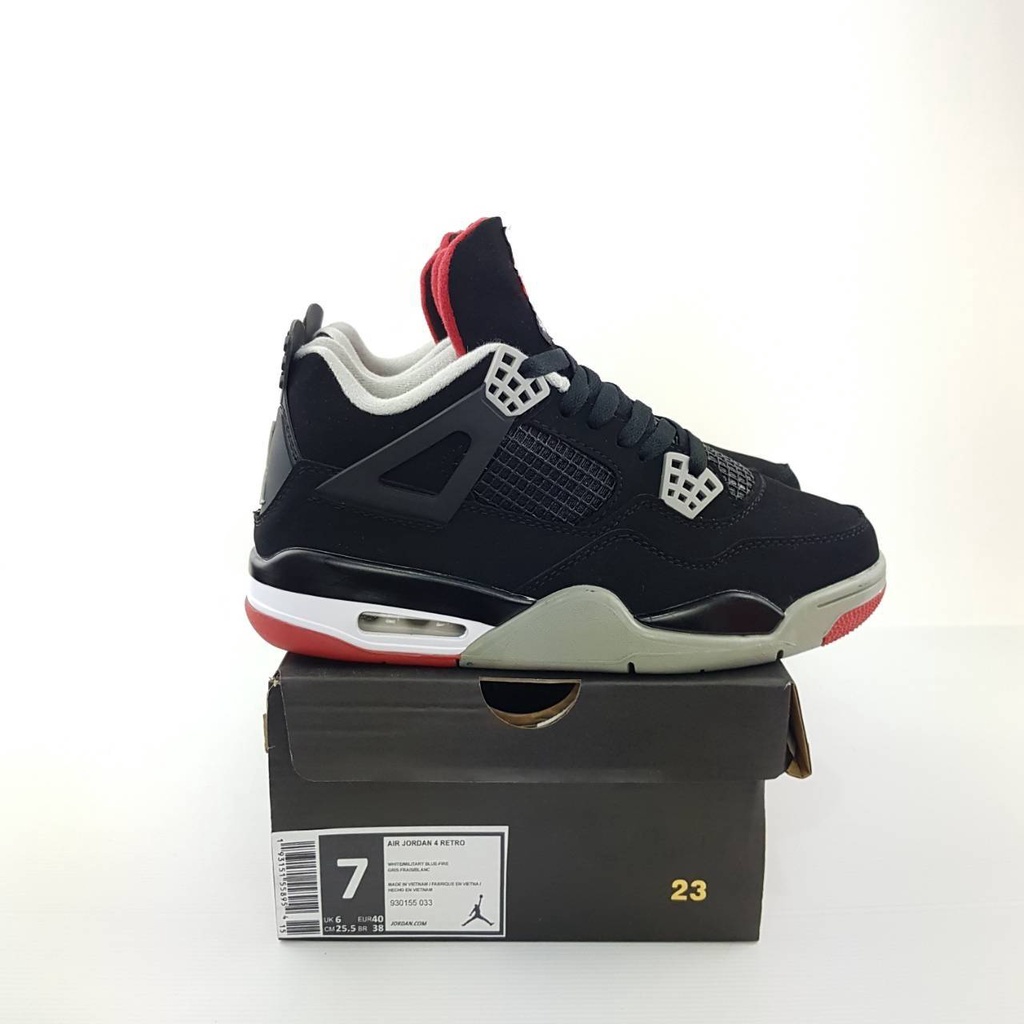 SEPATU NIKE AIR JORDAN 4 RETRO BRED TOE ORIGINAL VIETNAM BNIB FULL TAG BARCODE