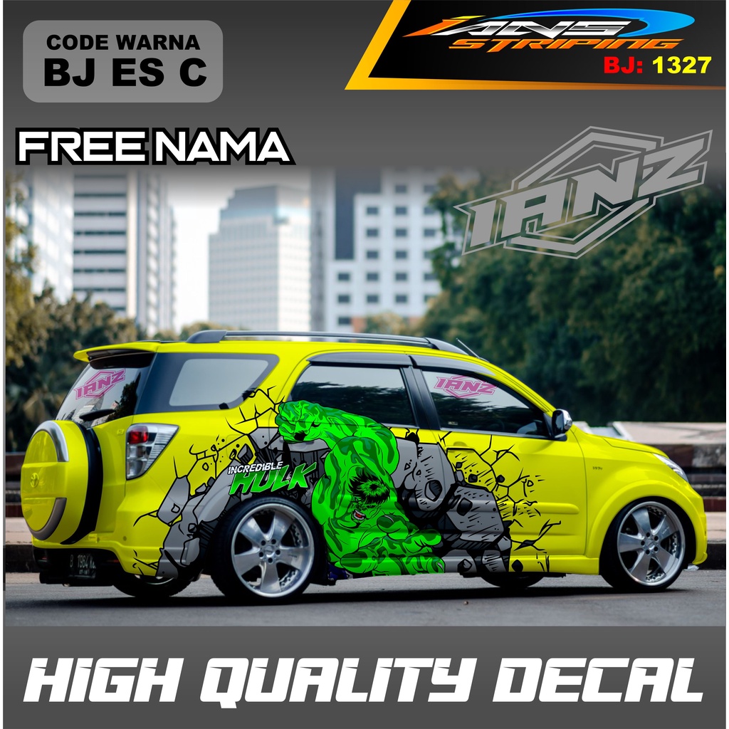 STIKER DECAL MOBIL TERIOS MOTIF HULK / DECAL STICKER MOBIL AVANZA INNOVA XENIA / STIKER MOBIL TERMURAH