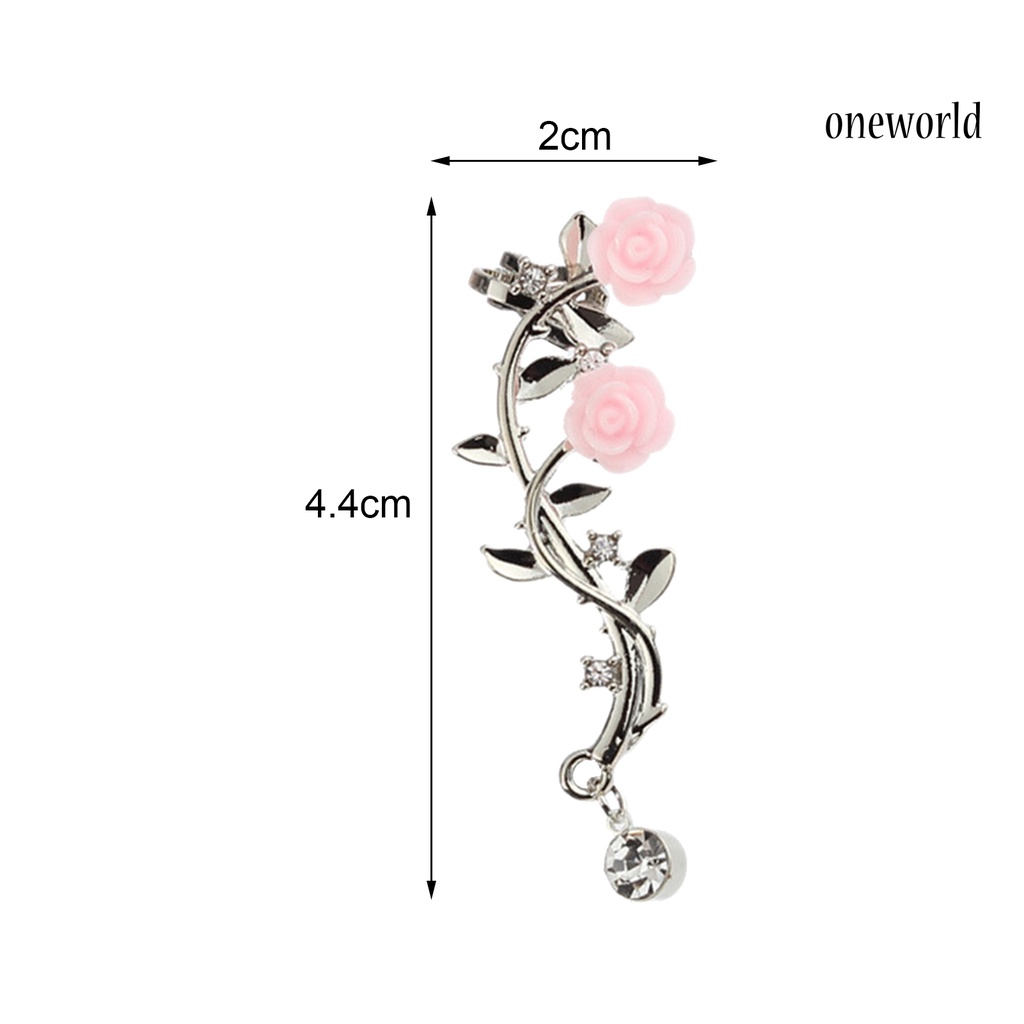 OW@ Earrings Beautiful Climber Crawler Rose Flower Branch Earrings