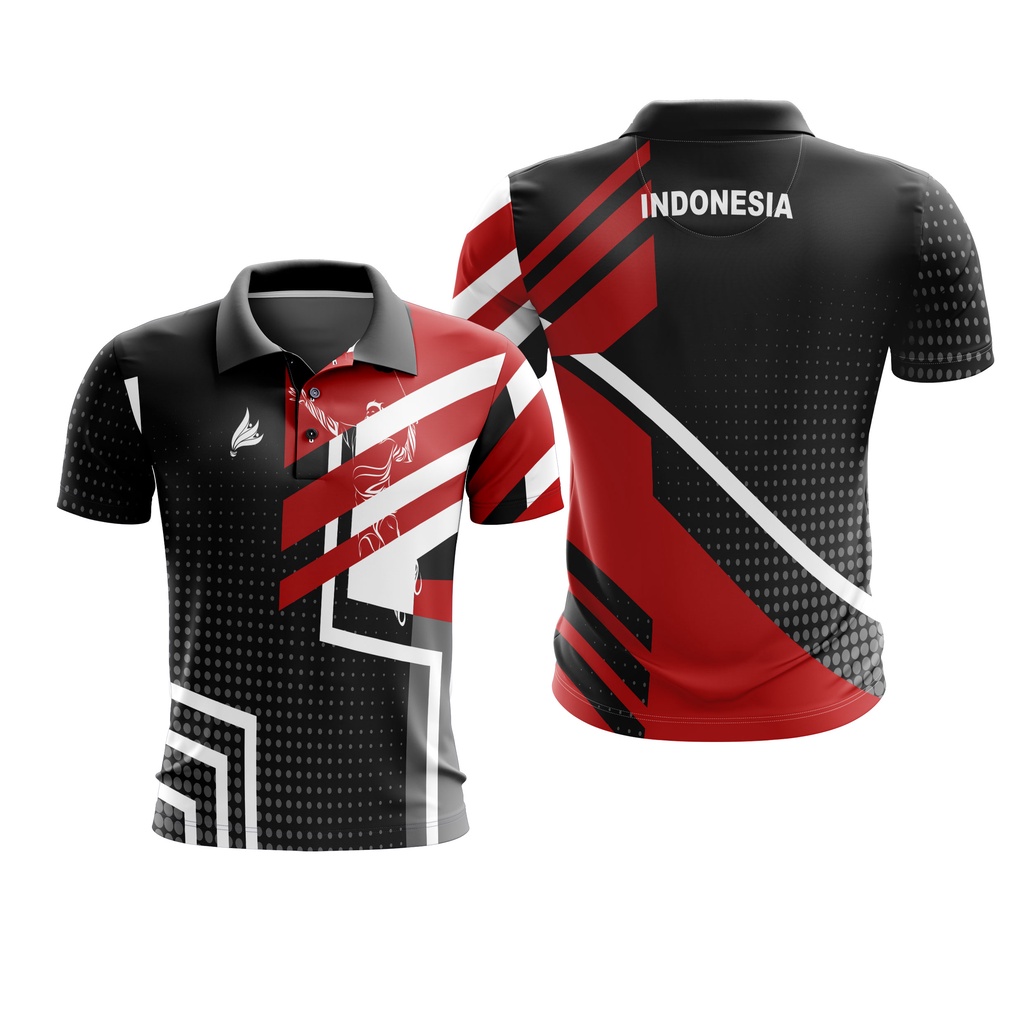Baju Kaos New Jersey Badminton Polo Free Custom Name + Nomor Full Printing Dewasa Pria Wanita 03