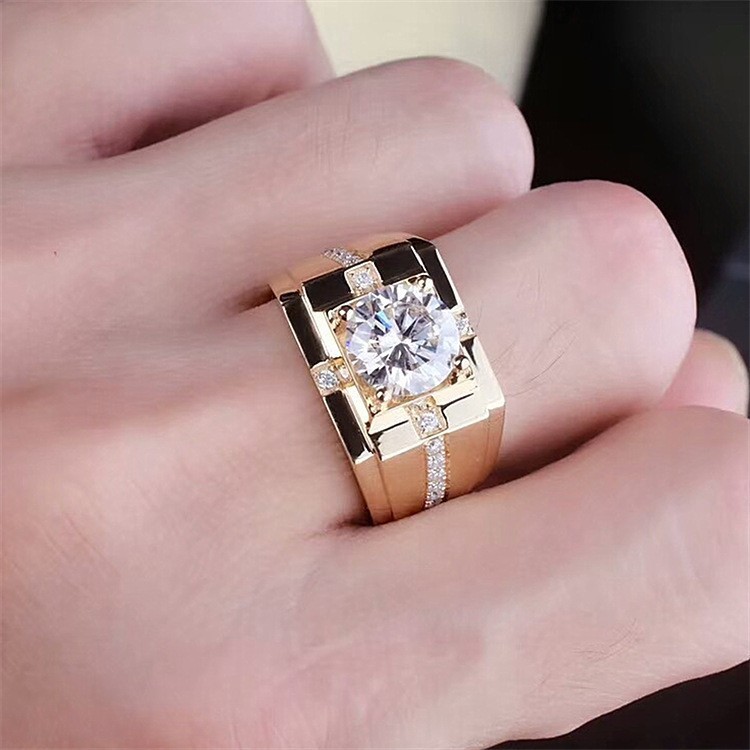 Cincin Tunangan Warna Emas Putih 14K untuk Pria