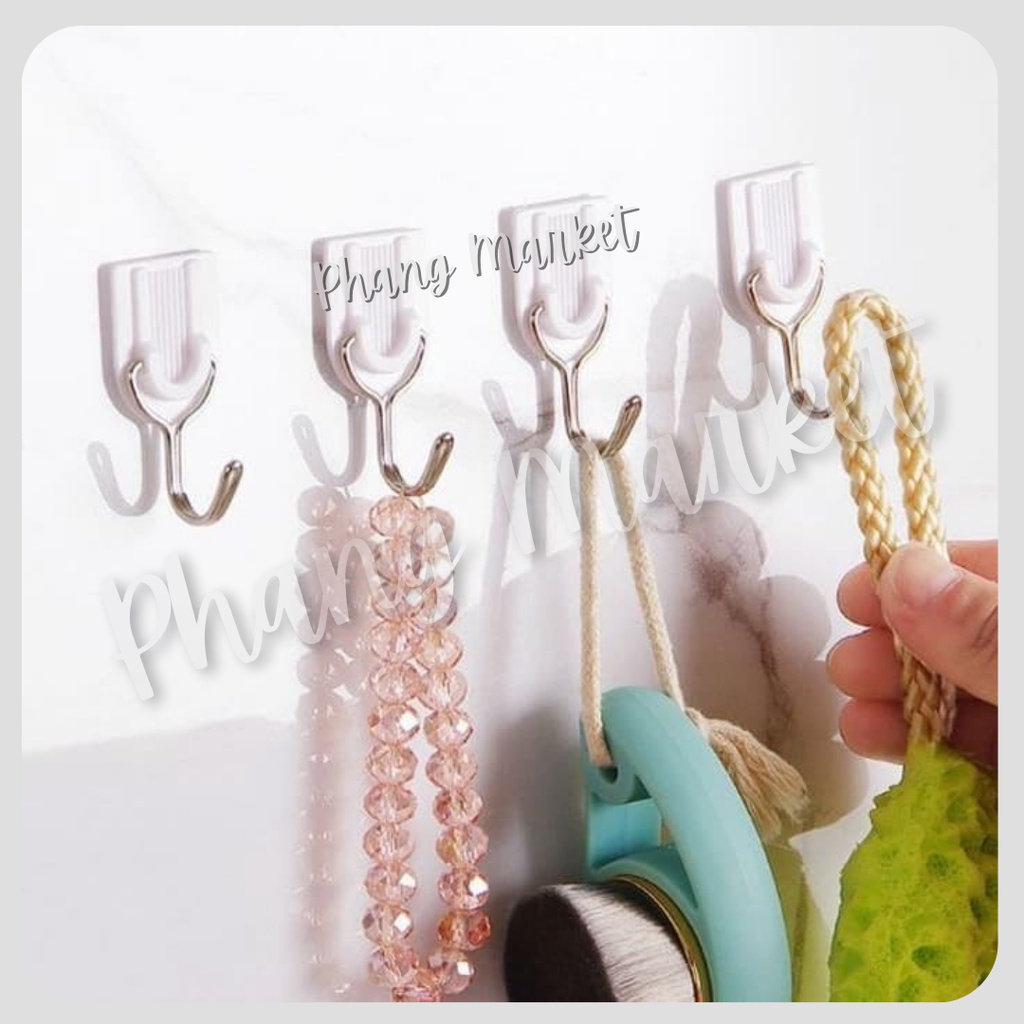 6 Pcs Gantungan Magic Hook Cantolan Baju Pakaian Celana Tempel Dinding Pintu Multifungsi Serbaguna Sticky Hanger