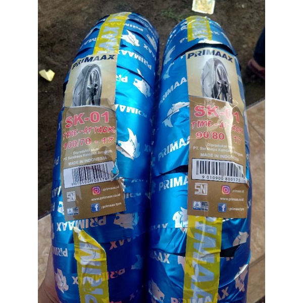satu paket ban primax tubetype donat Sk 01 90/80 ring 17 & 100/70 ring 17