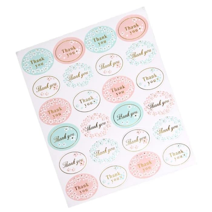 Paper Tags Sticker &quot;THANK YOU&quot; - Oval Letter (1sheet/24pcs)