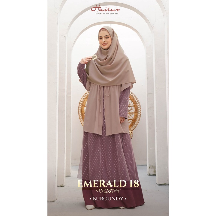 Haitwo Dress Emerald 18 Bahan Decant mix Tulle Gamis Kondangan Elegant Simpel by haitwo bisa COD