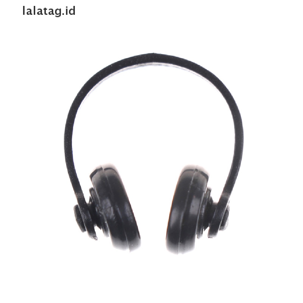 (Flyag) Miniatur Headphone / Earphone Warna Hitam Untuk Aksesoris Rumah Boneka Skala 1 / 12 (ID)