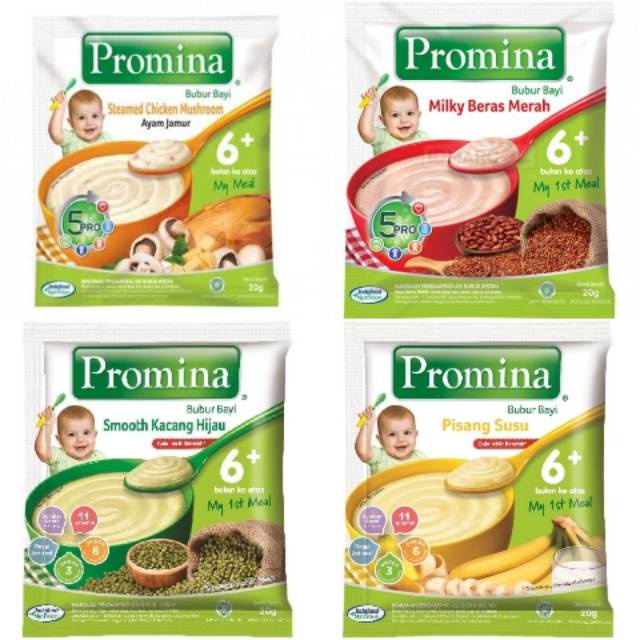 Promina Bubur 6+ Kemasan ( Renceng 8 x 20 gr) / 8+ kemasan (Renceng 5 x 25 gr )