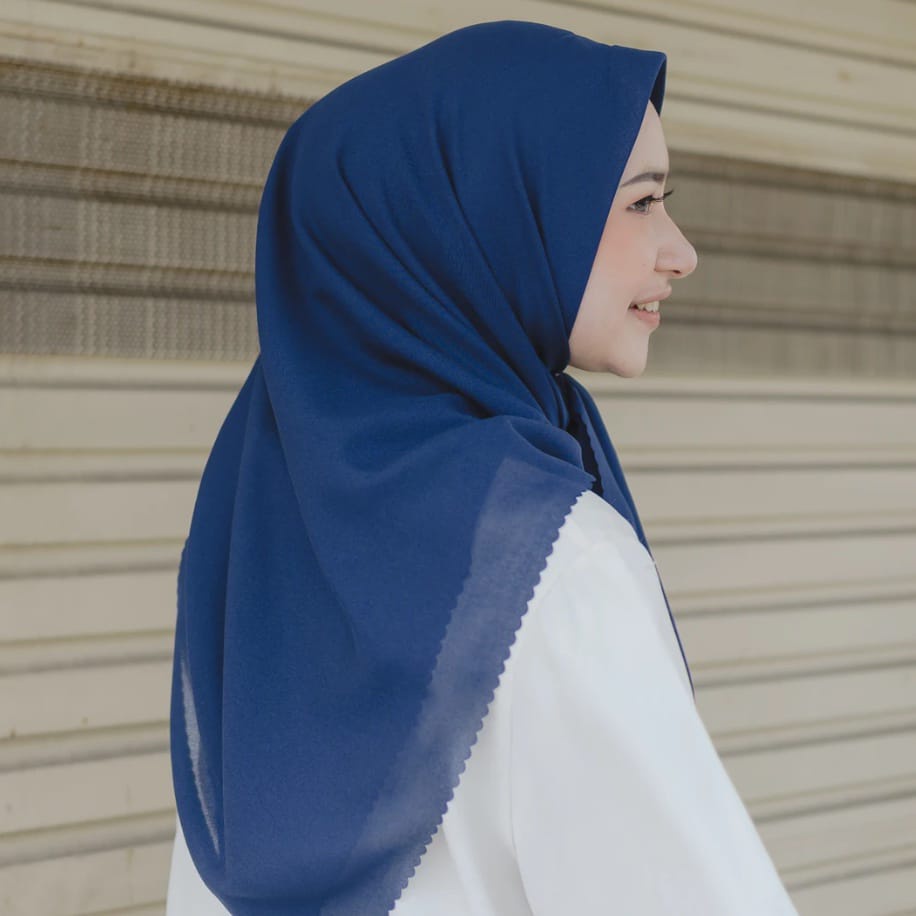 Bella Lasercut - Hijab Kerudung Segiempat Voal Laser Cut / Krudung Bella Pollycotton Laser Premium / Basic Polos Lasercut-TURKISH